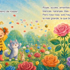 Páginas 22 y 23: el bosque entero está lleno de rosas de colores